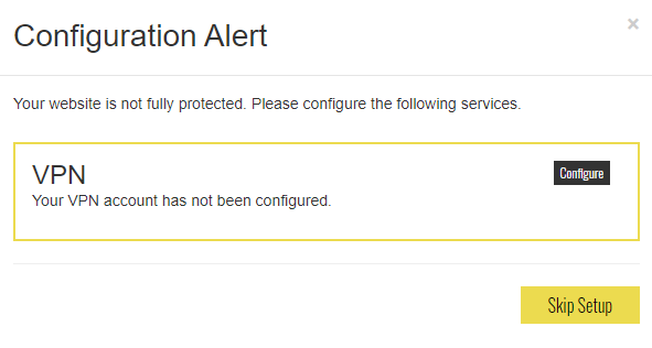 SiteLock VPN Configuration Prompt
