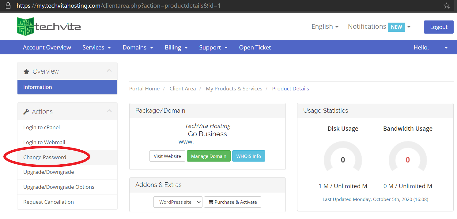 Change cPanel Account Password