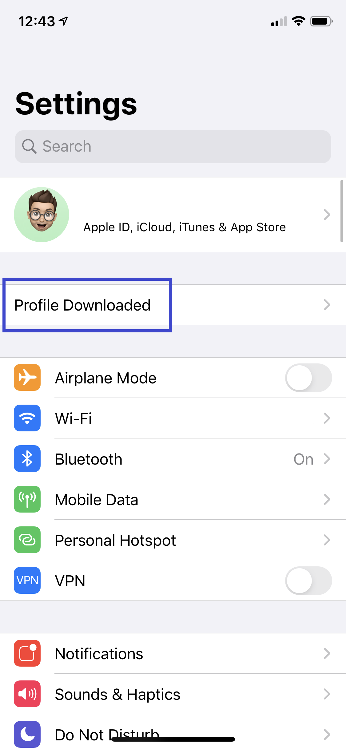 Review downloaded profile