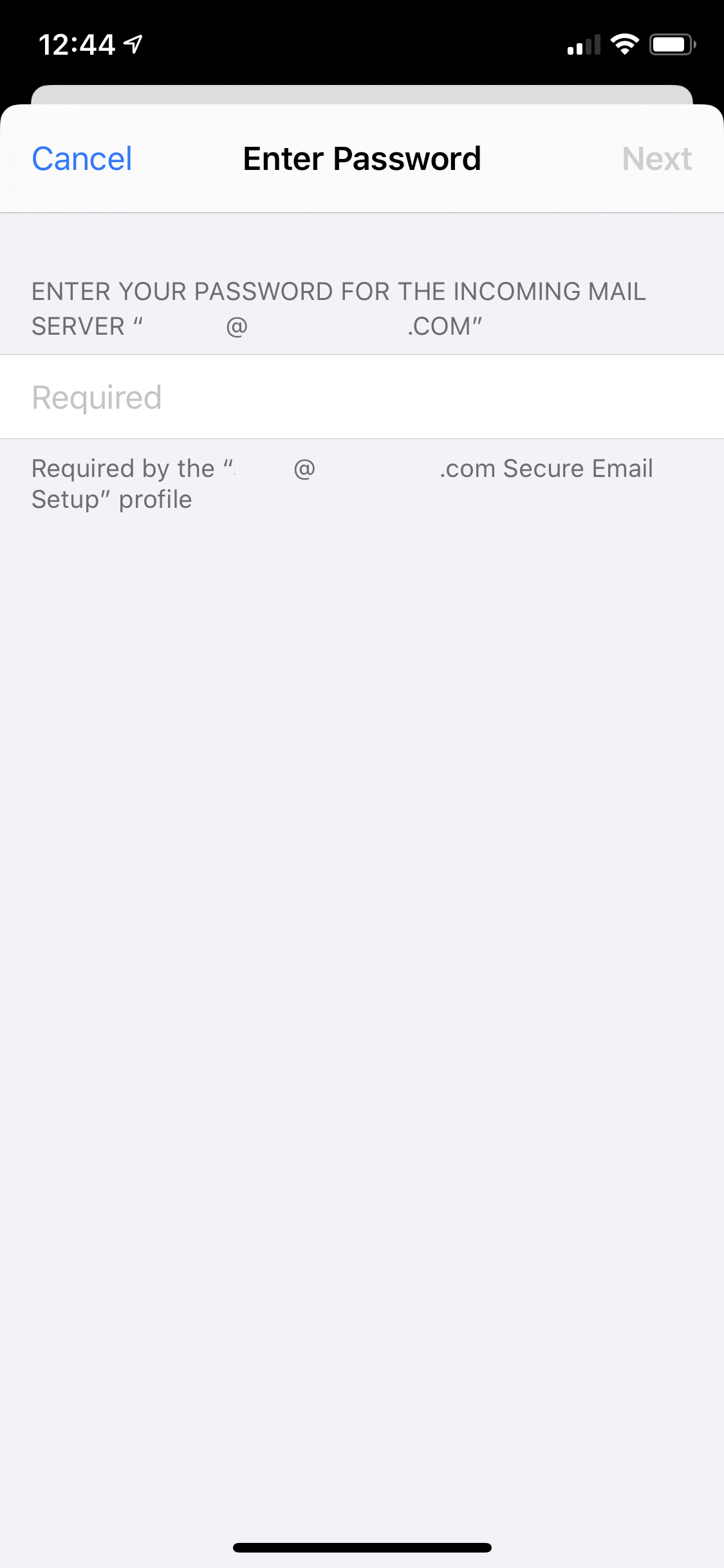 Insert email password