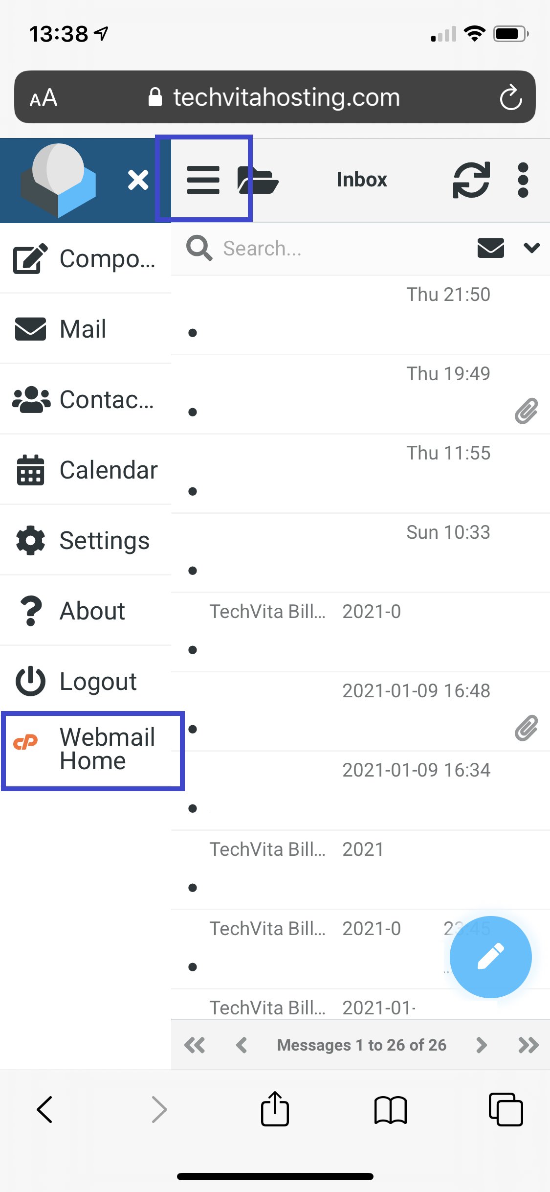 Webmail Home link