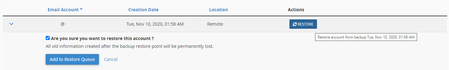 Email Restore (JetBackup)